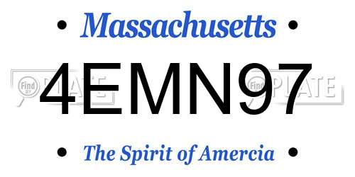4EMN97 Massachusetts License Plate