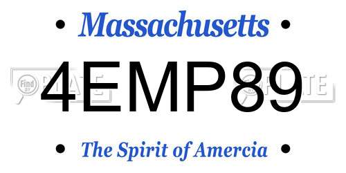 4EMP89 Massachusetts License Plate
