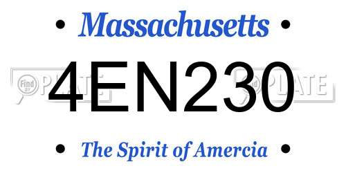 4EN230 Massachusetts License Plate