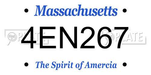 4EN267 Massachusetts License Plate