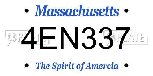 4EN337 Massachusetts License Plate