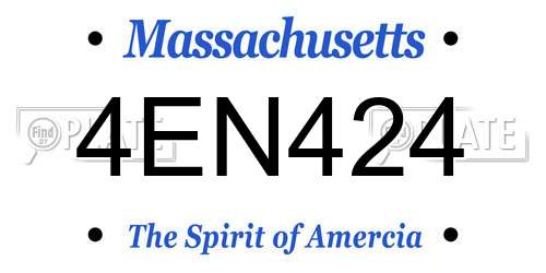 4EN424 Massachusetts License Plate