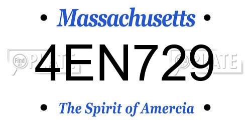 4EN729 Massachusetts License Plate