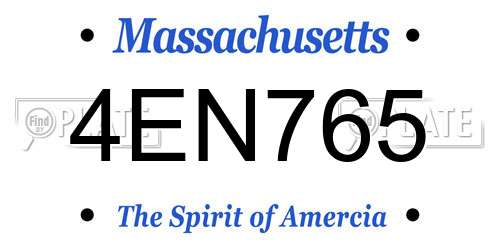 4EN765 Massachusetts License Plate