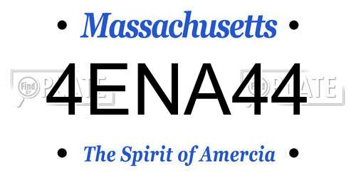 4ENA44 Massachusetts License Plate