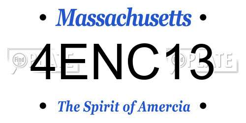 4ENC13 Massachusetts License Plate