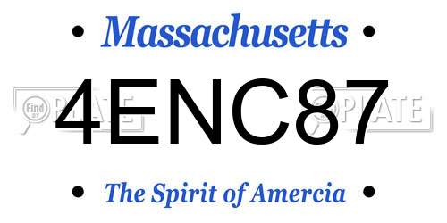 4ENC87 Massachusetts License Plate