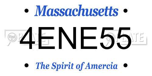 4ENE55 Massachusetts License Plate