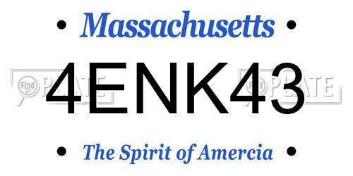 4ENK43 Massachusetts License Plate