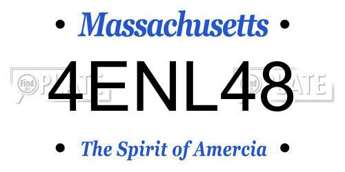 4ENL48 Massachusetts License Plate