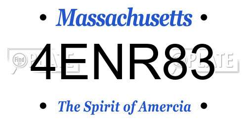 4ENR83 Massachusetts License Plate