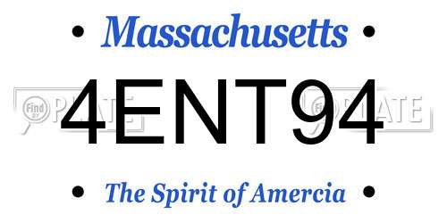 4ENT94 Massachusetts License Plate