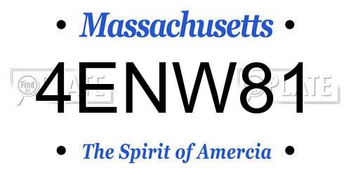 4ENW81 Massachusetts License Plate