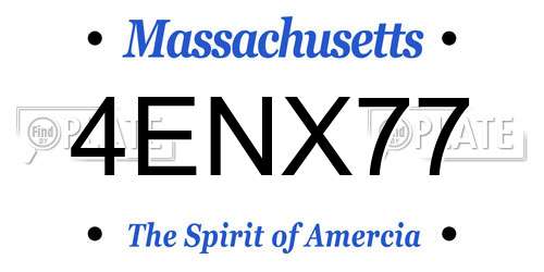 4ENX77 Massachusetts License Plate