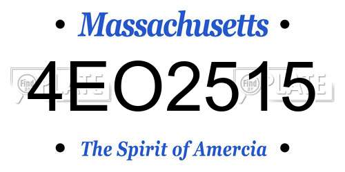 4EO2515 Massachusetts License Plate