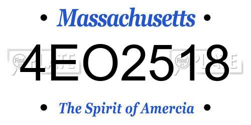 4EO2518 Massachusetts License Plate