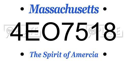 4EO7518 Massachusetts License Plate