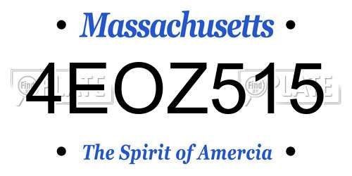4EOZ515 Massachusetts License Plate