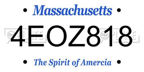 4EOZ818 Massachusetts License Plate