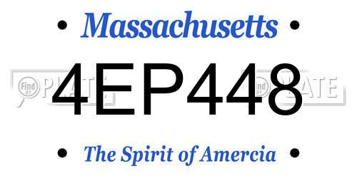 4EP448 Massachusetts License Plate