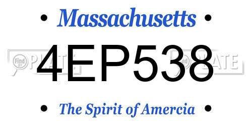 4EP538 Massachusetts License Plate