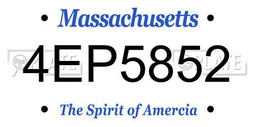 4EP5852 Massachusetts License Plate