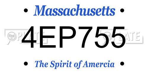4EP755 Massachusetts License Plate