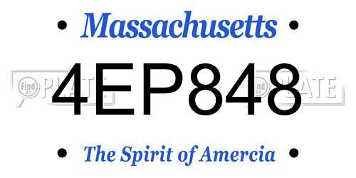 4EP848 Massachusetts License Plate