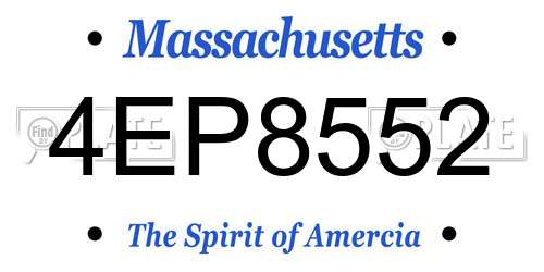 4EP8552 Massachusetts License Plate