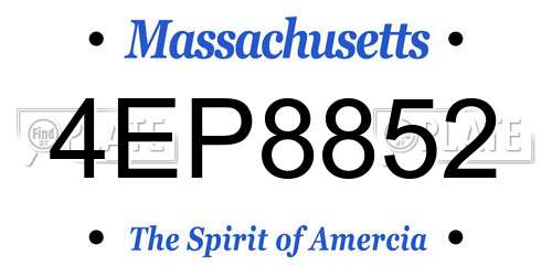 4EP8852 Massachusetts License Plate