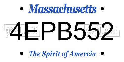 4EPB552 Massachusetts License Plate