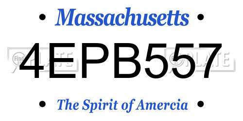 4EPB557 Massachusetts License Plate
