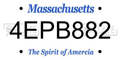 4EPB882 Massachusetts License Plate