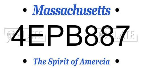 4EPB887 Massachusetts License Plate