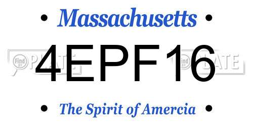 4EPF16 Massachusetts License Plate