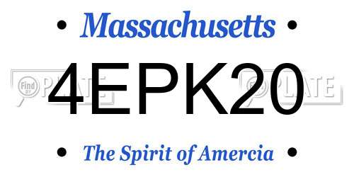 4EPK20 Massachusetts License Plate