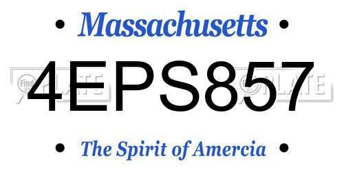 4EPS857 Massachusetts License Plate