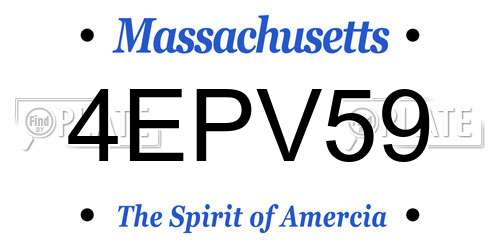 4EPV59 Massachusetts License Plate