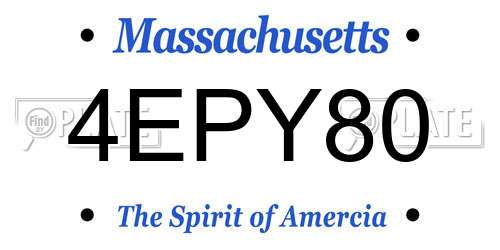 4EPY80 Massachusetts License Plate