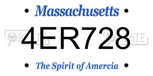 4ER728 Massachusetts License Plate