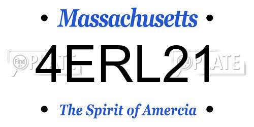 4ERL21 Massachusetts License Plate