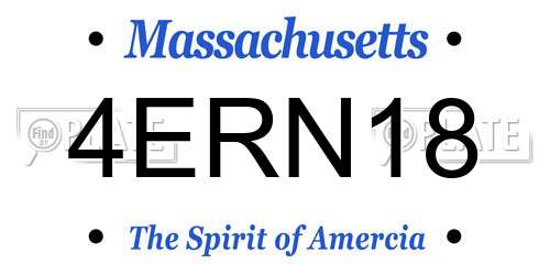 4ERN18 Massachusetts License Plate