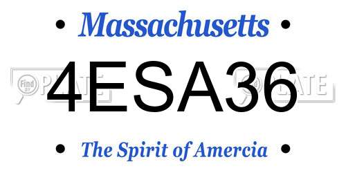 4ESA36 Massachusetts License Plate
