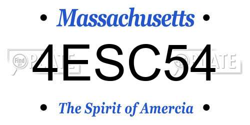 4ESC54 Massachusetts License Plate