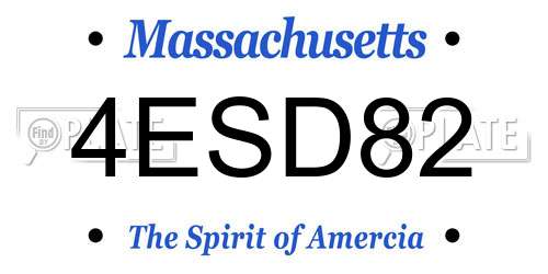 4ESD82 Massachusetts License Plate