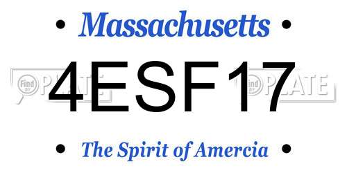 4ESF17 Massachusetts License Plate