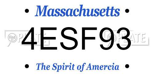 4ESF93 Massachusetts License Plate