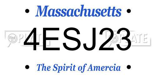 4ESJ23 Massachusetts License Plate
