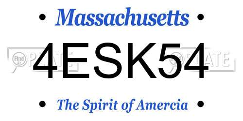 4ESK54 Massachusetts License Plate