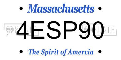 4ESP90 Massachusetts License Plate